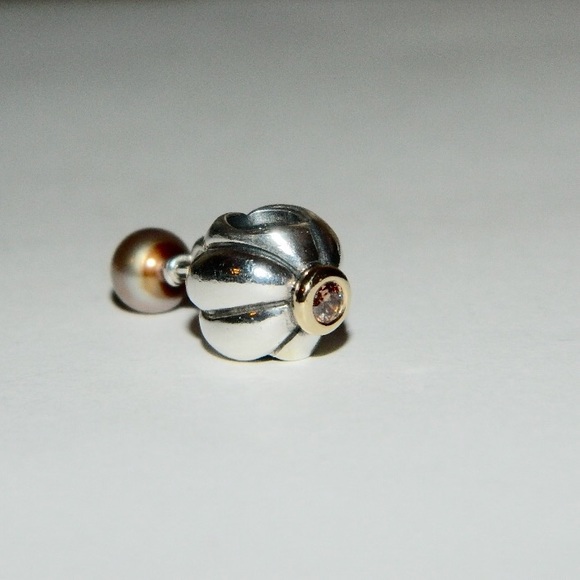 Pandora 14k Blooming Bud Pearl Charm Dangle - Picture 2 of 8